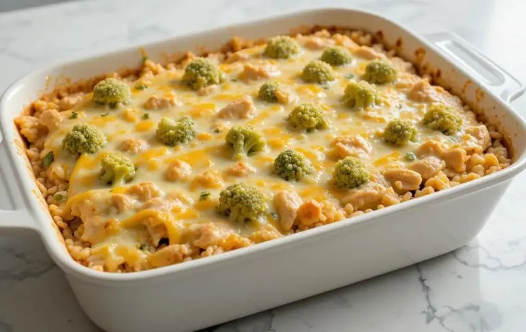 Cheesy Chicken Broccoli and Rice Casserole Recipe