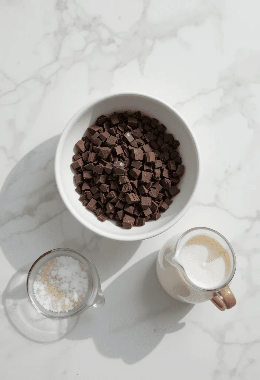 bowl of freshly made chocolate ganache with smooth
