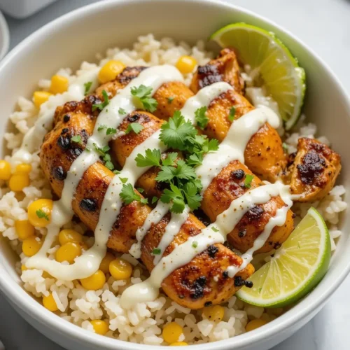 Easy, Healthy Street Corn Chicken Rice Bowl Recipe