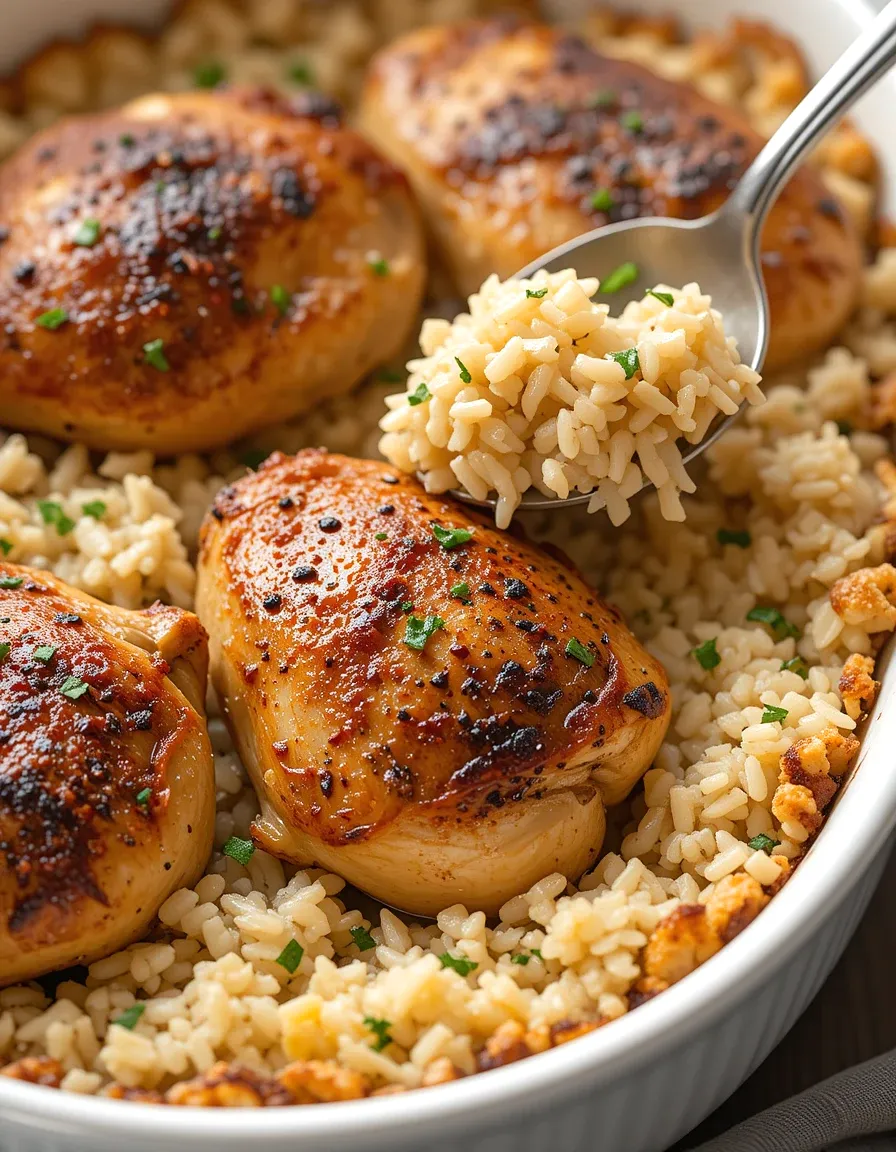 Oven Baked Chicken and Rice is easy, delicious, and made in one pan